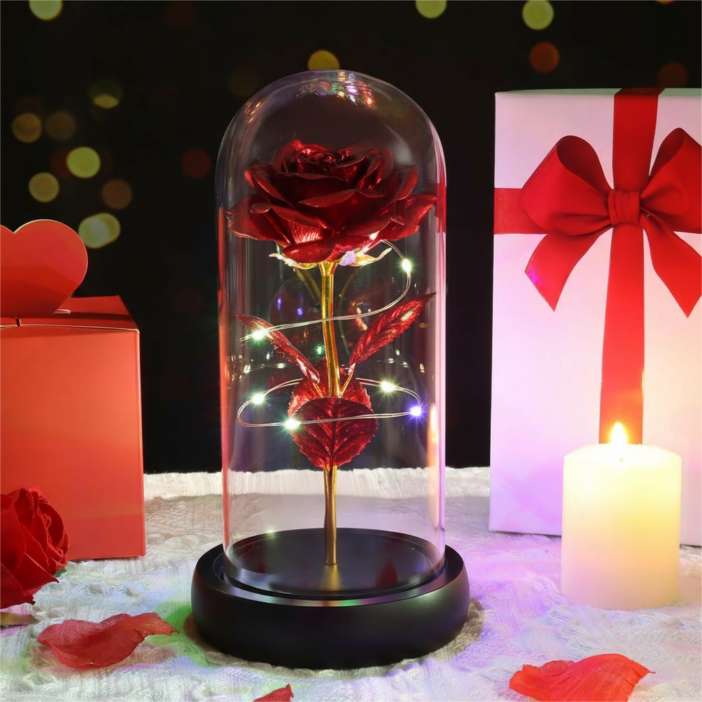 Simulated Gold Foil Rose & Preserved Flower