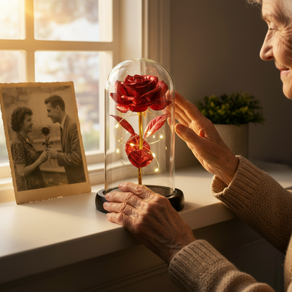 Simulated Gold Foil Rose & Preserved Flower
