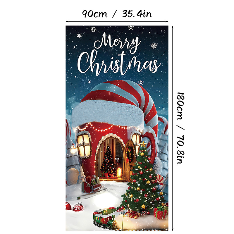 Christmas Door Cover Banner Backdrop Decoration-Fabric Reusable