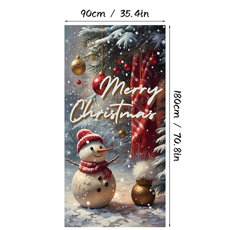 Christmas Door Cover Banner Backdrop Decoration-Fabric Reusable