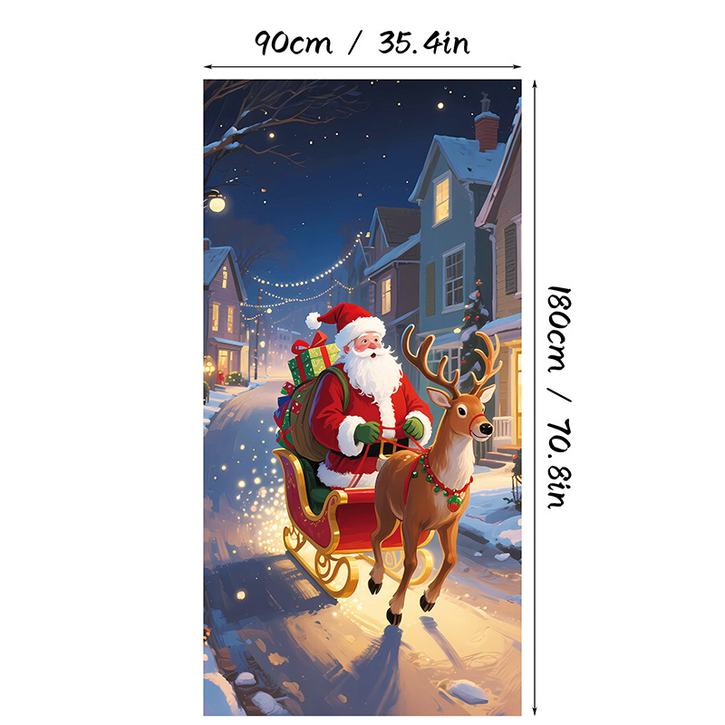 Christmas Door Cover Banner Backdrop Decoration-Fabric Reusable