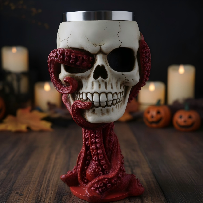 Gothic Octopus Tentacle Skull Stainless Steel Beer Mug & Goblet