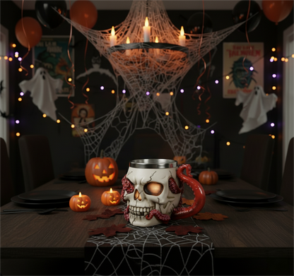 Gothic Octopus Tentacle Skull Stainless Steel Beer Mug & Goblet