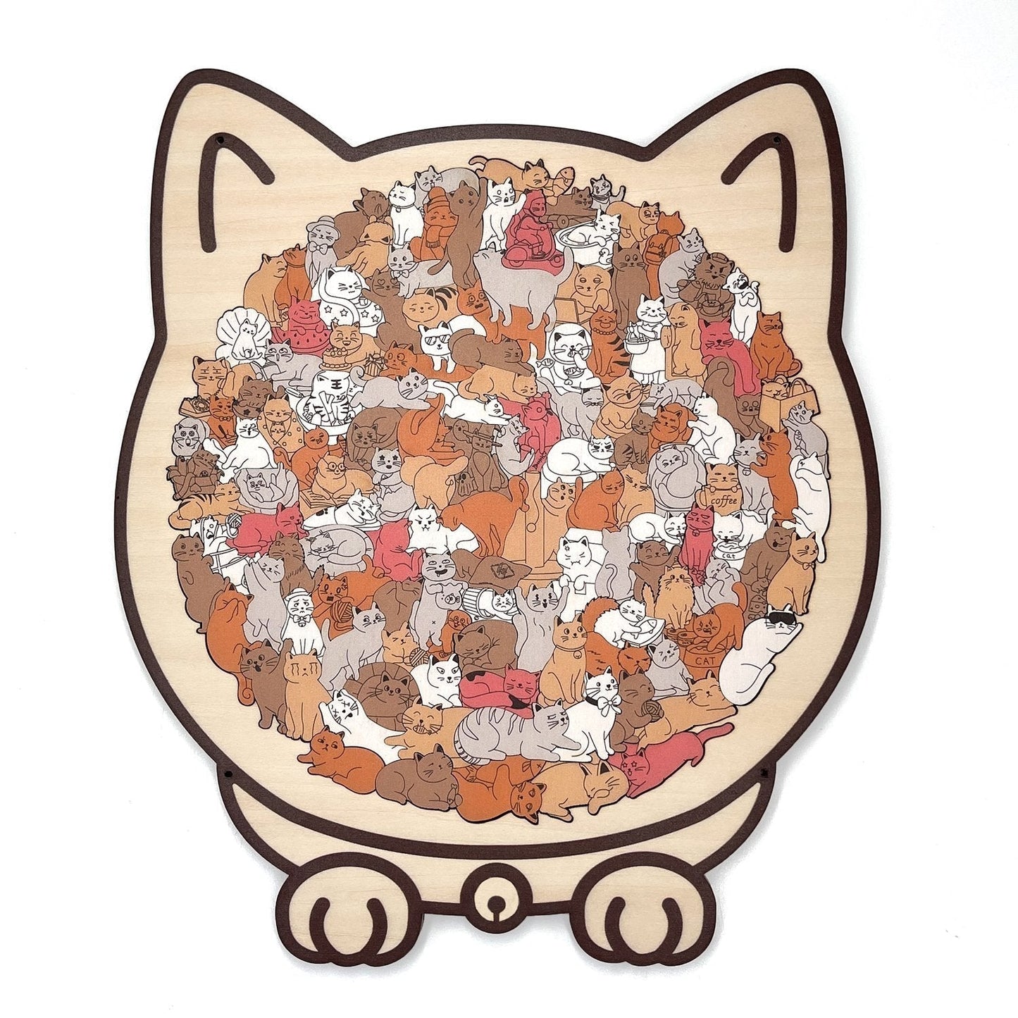 🎁Christmas Sale 49% OFF🎅135-Piece Morandi-Colored Cat Shaped Wooden Jigsaw Puzzle